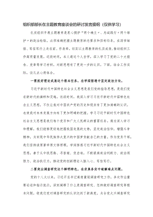 组织部部长在主题教育座谈会的研讨发言提纲.docx