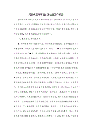 局优化营商环境执法检查工作报告.docx