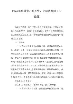 2024年稳外贸、稳外资、促消费激励工作措施.docx