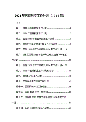 2024年医院科室工作计划16篇（最新版）.docx
