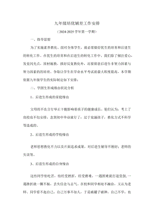 2024-2025年九年级培优辅差工作计划.docx