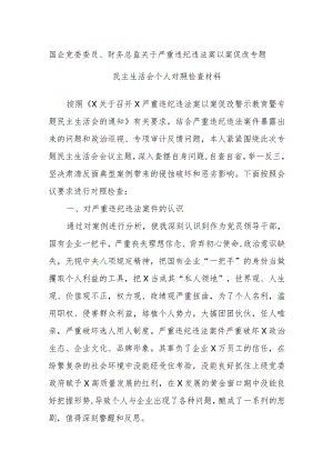 国企党委委员、财务总监关于严重违纪违法案以案促改专题民主生活会个人对照检查材料.docx