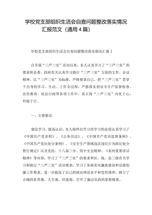 学校党支部组织生活会自查问题整改落实情况汇报范文（通用4篇）.docx