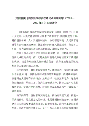 （2篇）2024年落实《浦东新区综合改革试点实施方案（2023—2027年）》心得体会（附原文）.docx