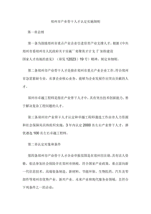 郑州市产业骨干人才认定实施细则.docx