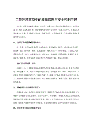 工作注意事项中的质量管理与安全控制手段.docx