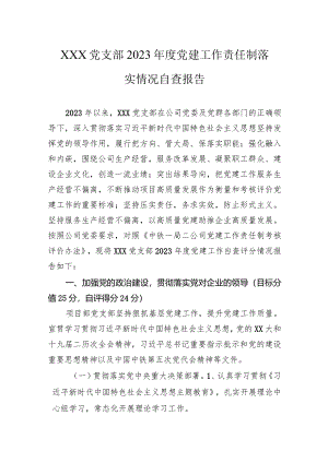 党支部2023年度党建工作责任制落实情况自查报告.docx