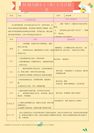 幼儿园月计划模板（可编辑）.docx