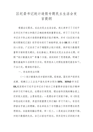 区纪委书记统计造假专题民主生活会发言提纲.docx