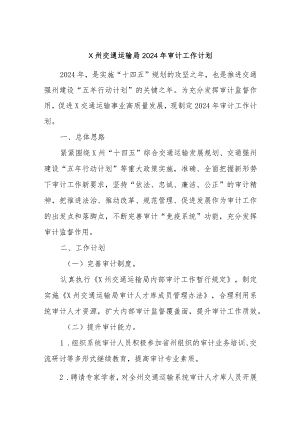 X州交通运输局2024年审计工作计划.docx