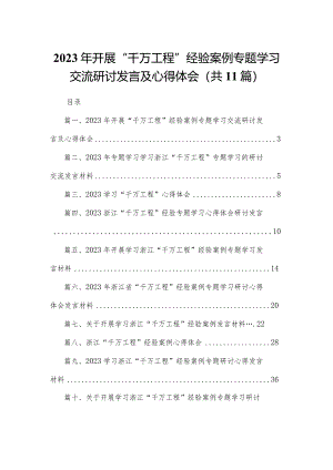 （11篇）2023开展“千万工程”经验案例专题学习交流研讨发言及心得体会范文.docx