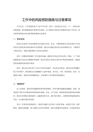 工作中的风险预防措施与注意事项.docx