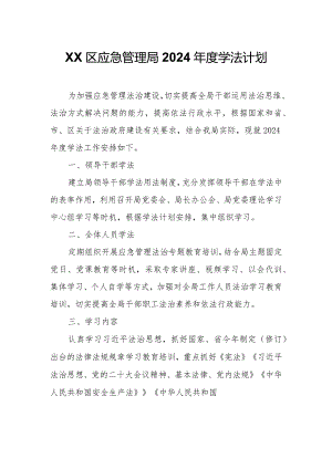 XX区应急管理局2024年度学法计划.docx