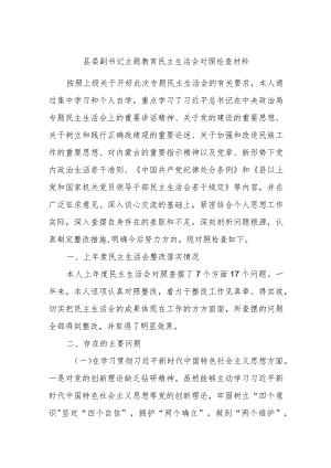 县委副书记主题教育民主生活会对照检查材料.docx