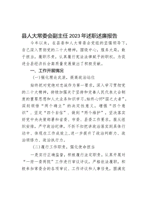 县人大常委会副主任2023年述职述廉报告.docx