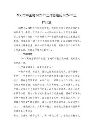 XX市中医院2023年工作总结及2024年工作计划.docx