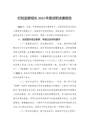 纪检监察组长2023年度述职述廉报告.docx