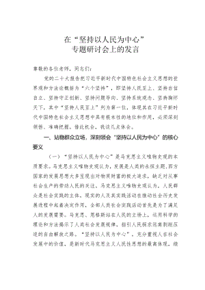 在“坚持以人民为中心”专题研讨会上的发言.docx