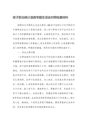 班子防治统计造假专题生活会班子对照检查材料2024.docx