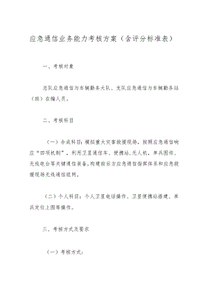 应急通信业务能力考核方案（含评分标准表）.docx