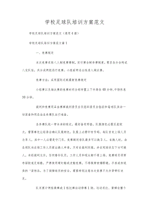 学校足球队培训方案范文.docx