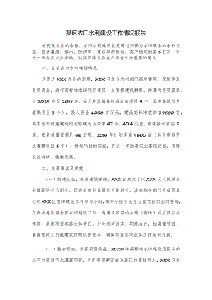某区农田水利建设工作情况报告.docx