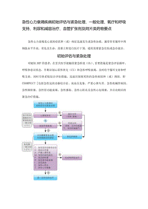 急性心力衰竭疾病初始评估与紧急处理、一般处理、氧疗和呼吸支持、利尿和减容治疗、血管扩张剂及阿片类药物等治疗管理要点.docx