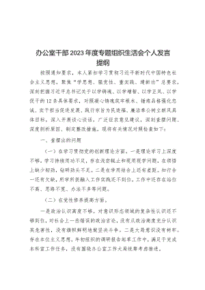 办公室干部2023年度专题组织生活会个人发言提纲&乡镇党委2023年度工作总结.docx