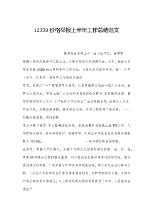 12358价格举报上半年工作总结范文.docx