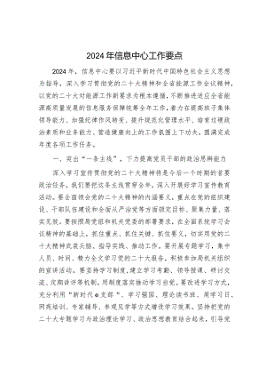 2024年信息中心工作要点计划.docx
