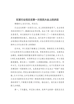 在某行业党总支第一次党员大会上的讲话&2023年书记抓党建工作述职报告.docx