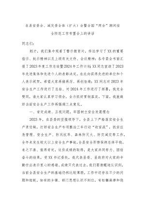 在县安委会、减灾委全体（扩大）会暨全国“两会”期间安全防范工作布置会上的讲话.docx