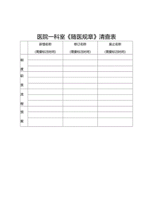 医院各科室《随医规章》清查表.docx
