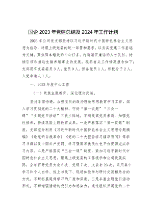 国企2023年党建总结及2024年工作计划.docx