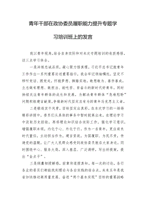青年干部在政协委员履职能力提升专题学习培训班上的发言.docx