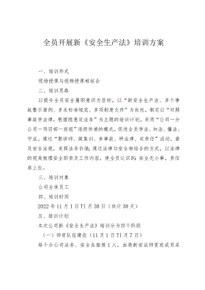 全员开展新《安全生产法》培训方案.docx