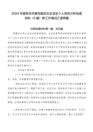 2024年度有关开展专题民主生活会个人党性分析检查材料（5篇）附工作情况汇报两篇.docx