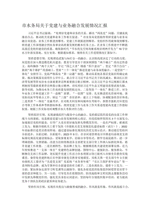 市水务局关于党建与业务融合发展情况汇报.docx
