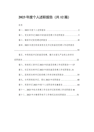 2023年度个人述职报告12篇(最新精选).docx