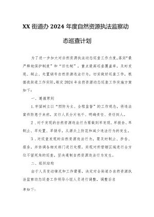 XX街道办2024年度自然资源执法监察动态巡查计划.docx