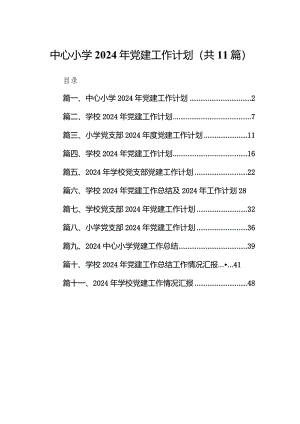 中心小学2024年党建工作计划11篇（最新版）.docx