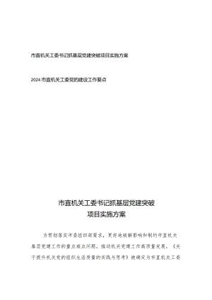 市直机关工委书记抓基层党建突破项目实施方案+2024市直机关工委党的建设工作要点.docx