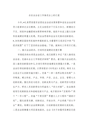 在依法治省工作推进会上的汇报.docx