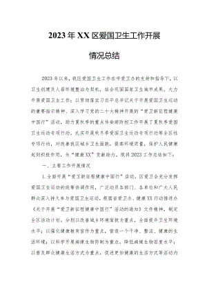 2023年XX区爱国卫生工作开展情况总结.docx