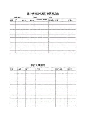 途中病情变化及特殊情况记录及急救处理措施.docx