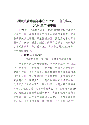 县机关后勤服务中心2023年工作总结及2024年工作安排.docx