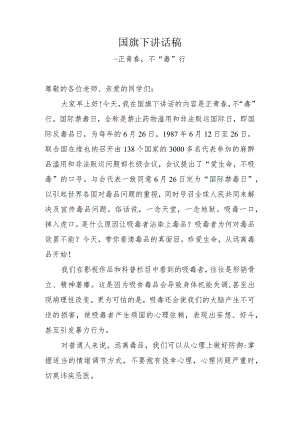 国旗下讲话稿——正青春不“毒”行.docx