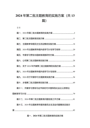 2024年第二批专题教育的实施方案【13篇】.docx