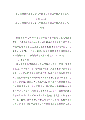 整治工程招投标领域突出问题举措还不够问题的整治工作方案(二篇).docx