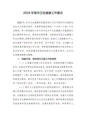 2024年某市卫生健康工作要点.docx